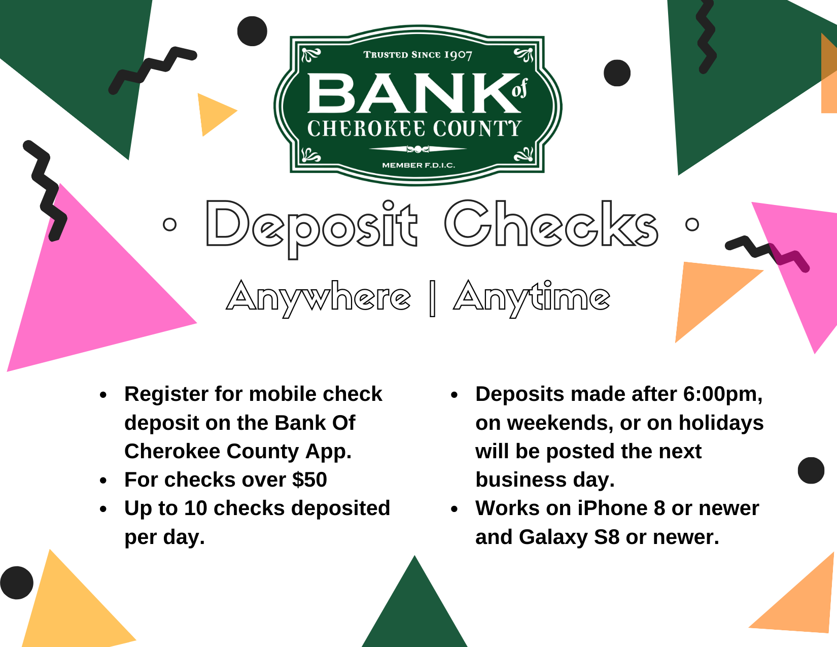 Mobile Check Deposit Bank of Cherokee County